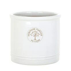 Woodlodge 38cm White / Cream Glazed Heritage Cylinder Pot -Garden Sales Store 5021346500646 3