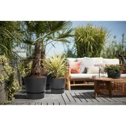 Elho 30cm Living Black Greenville Round Planter -Garden Sales Store 8711904332358 4