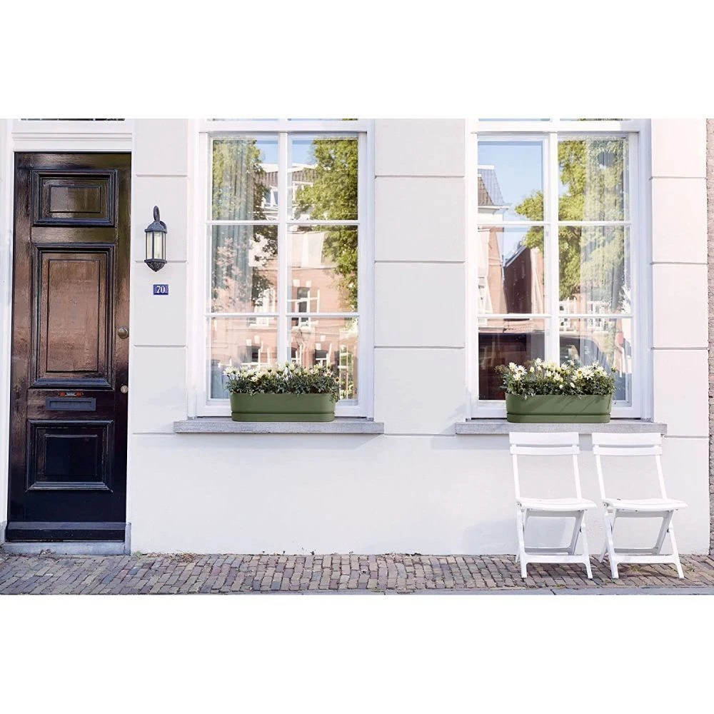 Elho 70cm Leaf Green Greenvillle Long Trough Planter 5 Elho 70cm Leaf Green Greenvillle Long Trough Planter - Image 5