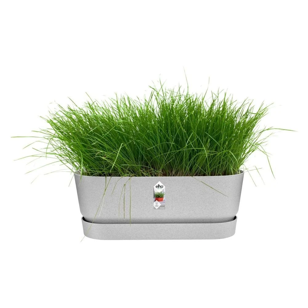 Elho 50cm Living Concrete Greenvillle Long Trough Planter 2 Elho 50cm Living Concrete Greenvillle Long Trough Planter - Image 2