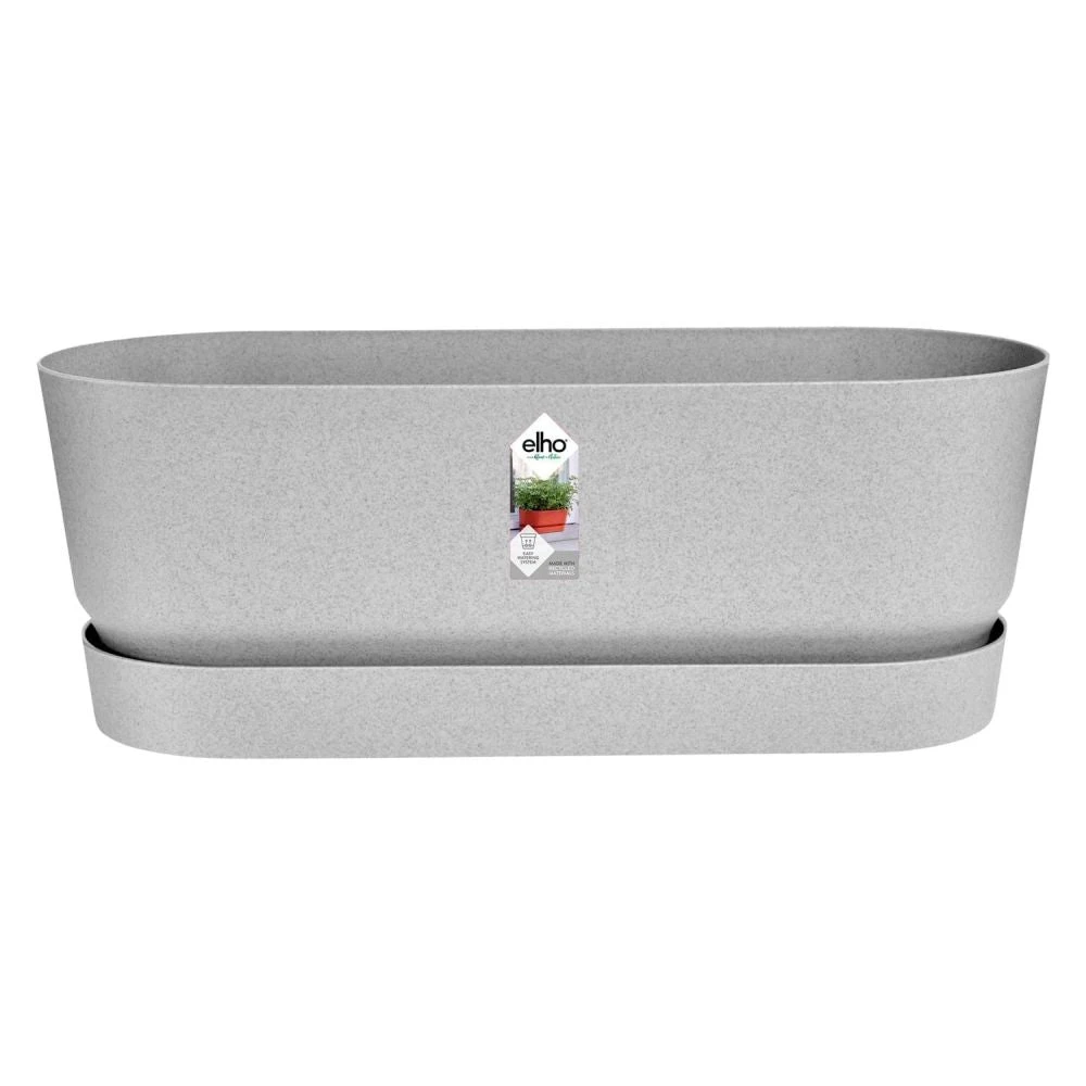 Elho 50cm Living Concrete Greenvillle Long Trough Planter 1 Elho 50cm Living Concrete Greenvillle Long Trough Planter